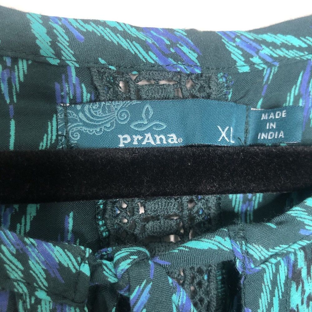 Prana Women's XL Green Purple Long Sleeve Bohemian Lightweight Crochet Tunic Top - Picture 5 of 7
